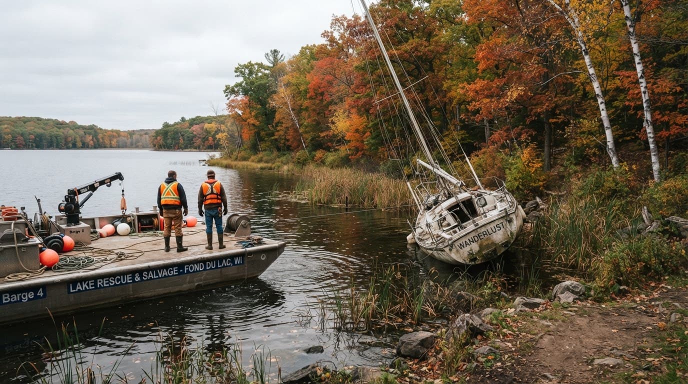 Wreckage removal coverage for damaged boats on Wisconsin lakes